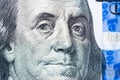 Benjamin Franklin face macro on united states dollar bill Royalty Free Stock Photo