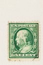 Benjamin Franklin on Green Onc Cent Stamp Royalty Free Stock Photo