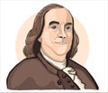 Benjamin franklin. Hand drawn vector portrait Royalty Free Stock Photo