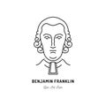 Benjamin Franklin Icon USA politician. Line art icon, Vector illustration Royalty Free Stock Photo