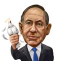 Benjamin Netanyahu, Prime Minister of Israel. Cartoon portrait. Illustrated in AyvalÃÂ±k by Erkan Atay.