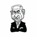 Benjamin Netanyahu, Prime Minister of Israel, Black and White Illustration Vector Design