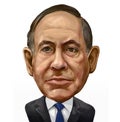 Benjamin Netanyahu, Prime Minister of Israel. Cartoon portrait. Illustrated in AyvalÃÂ±k by Erkan Atay