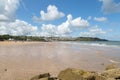 View of people enjoying Benllech beach at low tide Royalty Free Stock Photo