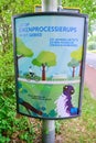 Bennekom, Netherlands. June 17,2020. Warning sign in Dutch, warning against the oak processionary caterpillar in