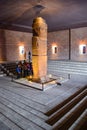 The Bennett Monolith, an ancient stone statue, on display in the Tiwanaku archaeological site museum, near La Paz, Bolivia