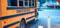 BENNINGTON, NH - OCTOBER 2015: Yellow schoolbus parked along a city street Royalty Free Stock Photo