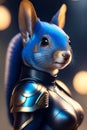 A blue squirrel in a garment-Ai Genareted. Royalty Free Stock Photo