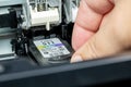 Ink cartridge replacement on an inkjet printer