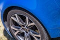 close-up of the wheel and the disc brake system on an alpine renault A110