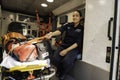 Bensonhurst, Brooklyn, New York - July 31, 2020: Emergency Medical Response Technician ready to help Royalty Free Stock Photo