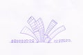 Bent city skyline, blue penball sketch Royalty Free Stock Photo