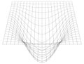 Bent grid in perspective. 3d mesh with convex distortion