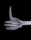 Bent metal fork, OK sign. Royalty Free Stock Photo