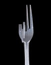 Bent metal fork, Victory. Royalty Free Stock Photo