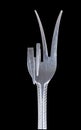 Bent metal fork, Victory. Royalty Free Stock Photo