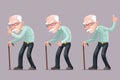 Bent Old Man Cane Wise Moral Preaching Instruction Old Cartoon Character Design Vector Illustration Royalty Free Stock Photo