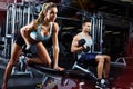 Bent over dumbbell workout Royalty Free Stock Photo