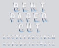 Bent paper cut font template alphabet vector illustration