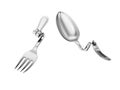 Bent spoon and fork Royalty Free Stock Photo