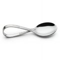 Bent Spoon with Silver Finish on Isolated White Background Featuring Reflective Surface and Elegant Design for Kitchenware Royalty Free Stock Photo