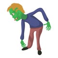 Bent zombie icon, cartoon style