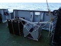 The benthic grab on the deck of research vessel