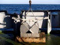 The benthic grab on the deck of research vessel