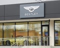 Bentley luxury car sign at Bellevue WA dealership showroom