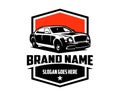 bentley mulsanne car vector logo. presented with a white background that pops up from the side.