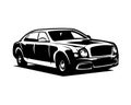 Bentley Mulsanne. presented on a white background showing from the side.