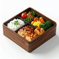 Bento Box with Grilled Salmon Rice and Vegetables on White Background Royalty Free Stock Photo