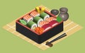 Bento box sushi japanese food isometric virtual modern 3d