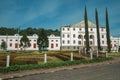 Street with the Salton Winery building facade