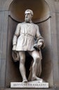 Benvenuto Cellini, statue in the Niches of the Uffizi Colonnade in Florence Royalty Free Stock Photo