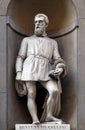 Benvenuto Cellini, statue in the Niches of the Uffizi Colonnade in Florence Royalty Free Stock Photo