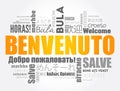 Benvenuto (Welcome in Italian) word cloud concept