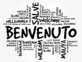 Benvenuto Welcome in Italian word cloud in different languages