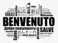 Benvenuto (Welcome in Italian) word cloud in different languages