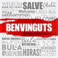 Benvinguts (Welcome in Catalan) word cloud concept