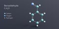 benzaldehyde molecule 3d rendering, flat molecular structure with chemical formula and atoms color coding Royalty Free Stock Photo