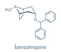 Benzatropine benztropine anticholinergic drug molecule. Used in treatment of Parkinson`s disease and Parkinsonism. Skeletal. Royalty Free Stock Photo
