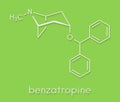 Benzatropine benztropine anticholinergic drug molecule. Used in treatment of Parkinson`s disease and Parkinsonism. Skeletal. Royalty Free Stock Photo