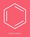 Benzene aromatic hydrocarbon molecule. Important in petrochemistry, component of gasoline. Skeletal formula.