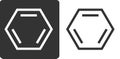 Benzene C6H6 aromatic hydrocarbon molecule, flat icon style. Skeletal formula. Royalty Free Stock Photo