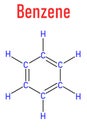 Benzene or Cyclohexatriene aromatic hydrocarbon molecule. Skeletal formula. Royalty Free Stock Photo