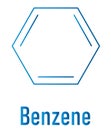 Benzene or Cyclohexatriene aromatic hydrocarbon molecule. Skeletal formula. Royalty Free Stock Photo