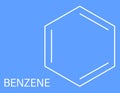 Benzene or Cyclohexatriene aromatic hydrocarbon molecule. Skeletal formula. Royalty Free Stock Photo