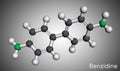 Benzidine molecule. It is aromatic amine, used for the detection of blood and as a reagent in the manufacture of dyes. Molecular