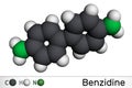 Benzidine molecule. It is aromatic amine, used for the detection of blood and as a reagent in the manufacture of dyes. Molecular Royalty Free Stock Photo